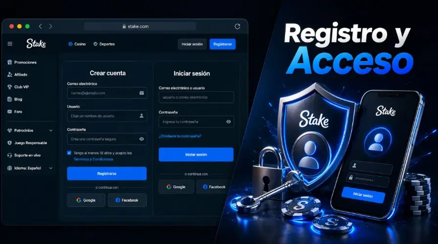 Registro e inicio de sesión en Stake
